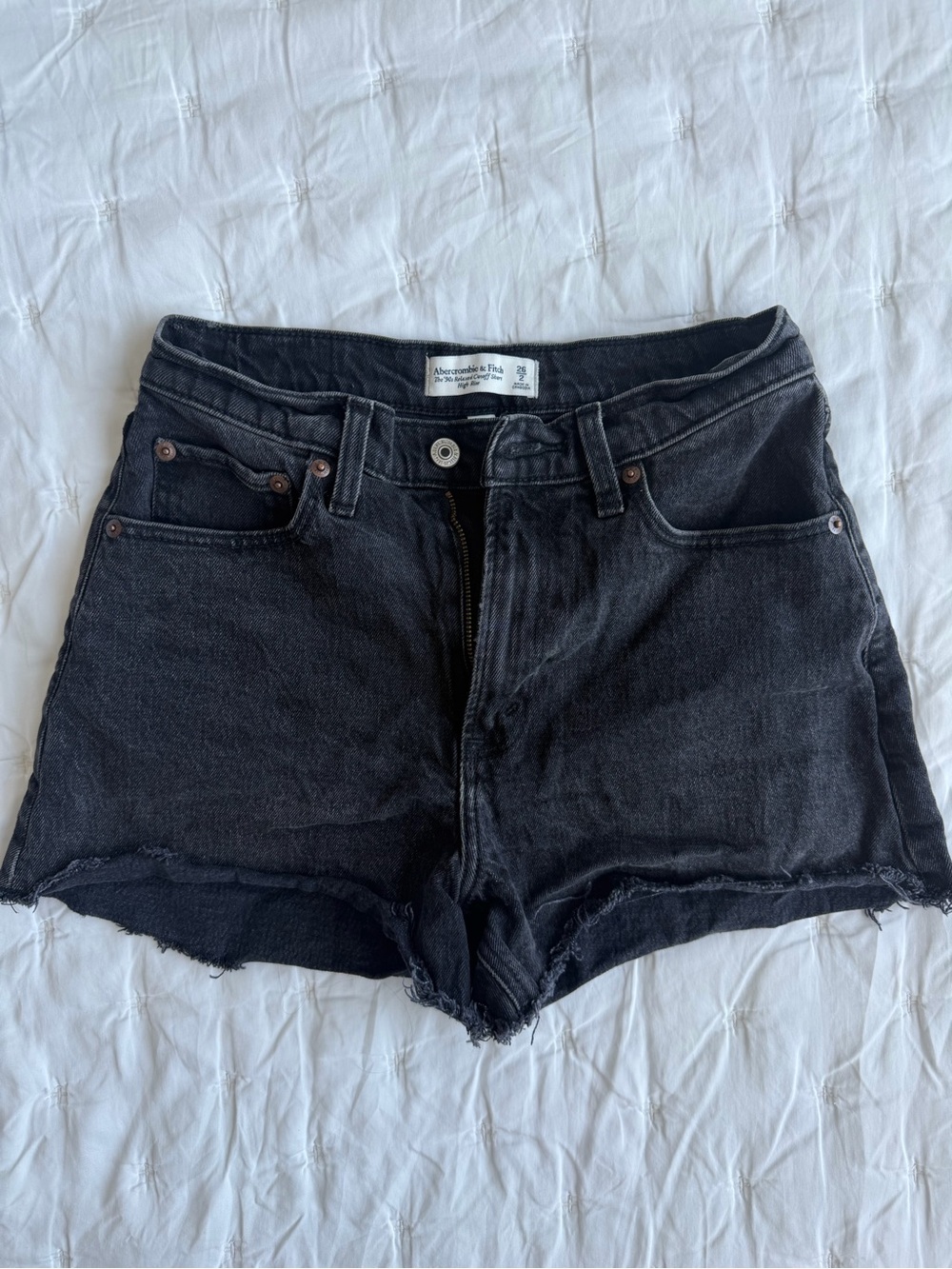 Abercrombie & Fitch Charcoal Frayed Denim Shorts